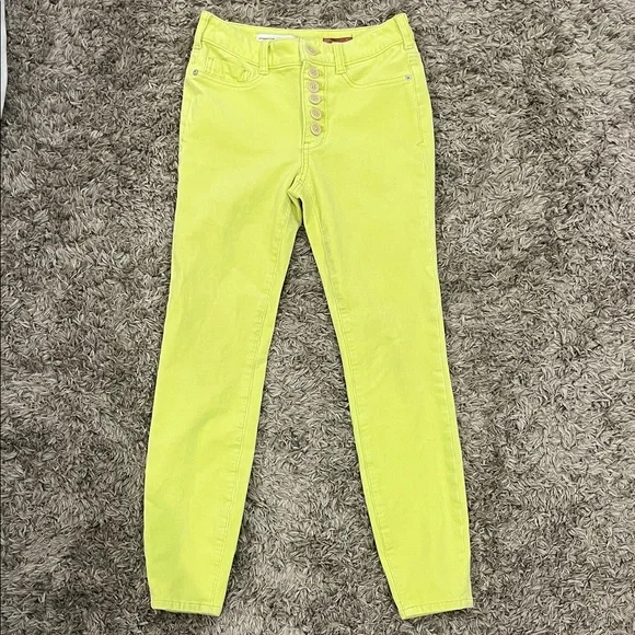 Anthropologie PILCRO Neon Lemon Yellow chartreuse cords High-Rise Jeans - Picture 1 of 8